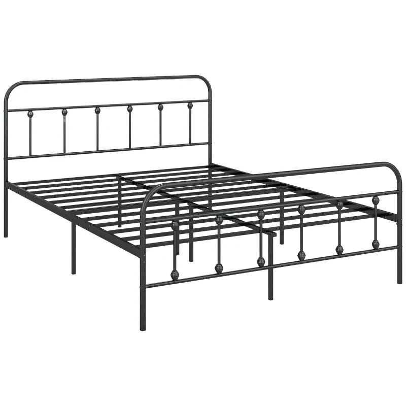 Double Minimalistic Black Metal Bed Frame - Stylish, Durable, Modern Design for Bedroom - Easy Assembly, Space-Saving Solution