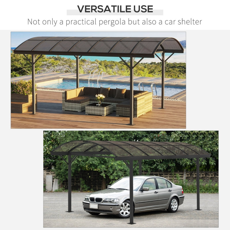 5m x 3m Hardtop Gazebo Aluminium Pavilion Carport With Brown Polycarbonate Roof