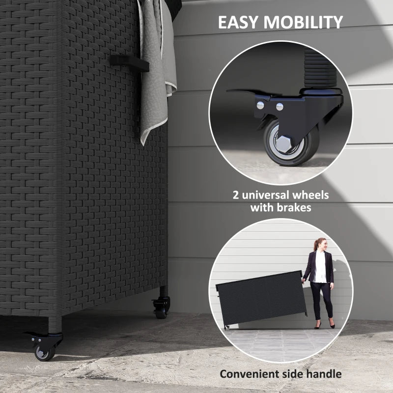 Black 627L Rattan Storage Box - Stylish Outdoor & Indoor Organizer for Home