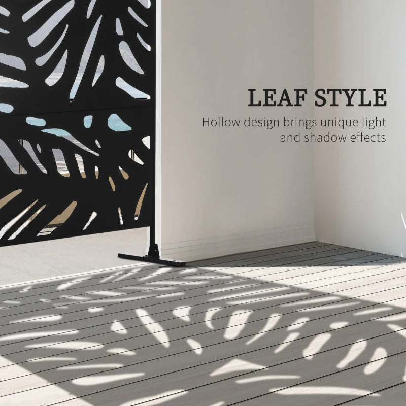 Freestanding Outdoor Privacy Screen - Decorative Metal Garden Divider, 48" x 78", Black for Deck and Pool