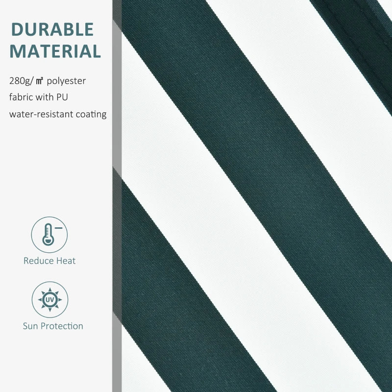 3.5m x 2.5m Manual Retractable Awning With Green and White Stripes