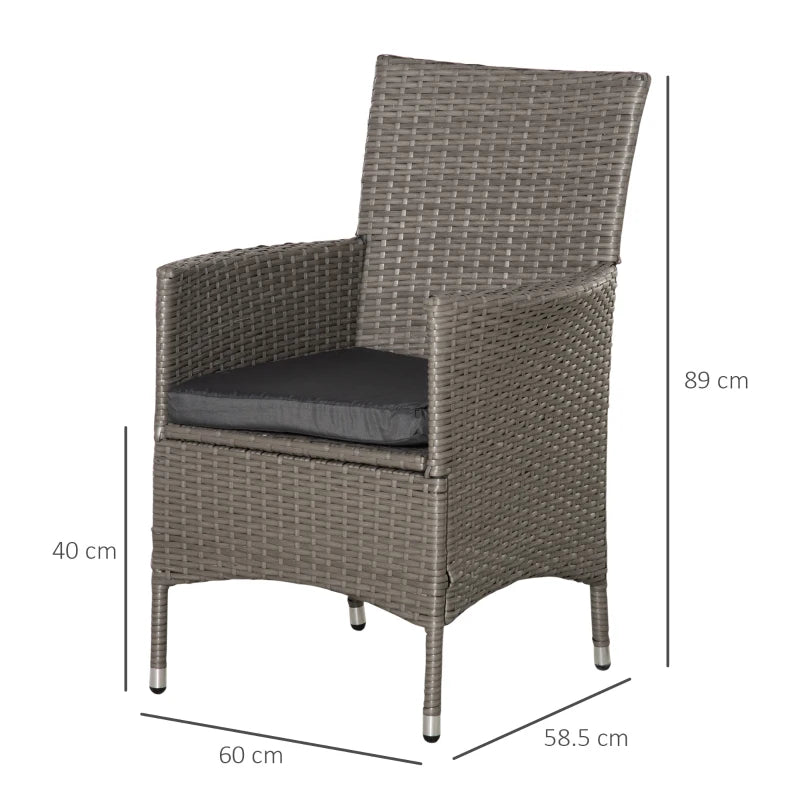 Set of x4 Grey Rattan Chairs With Cushions