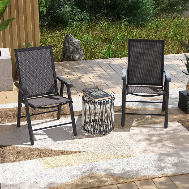 4-Pack Folding Metal Outdoor Chairs with Breathable Mesh Seat, Dark Grey