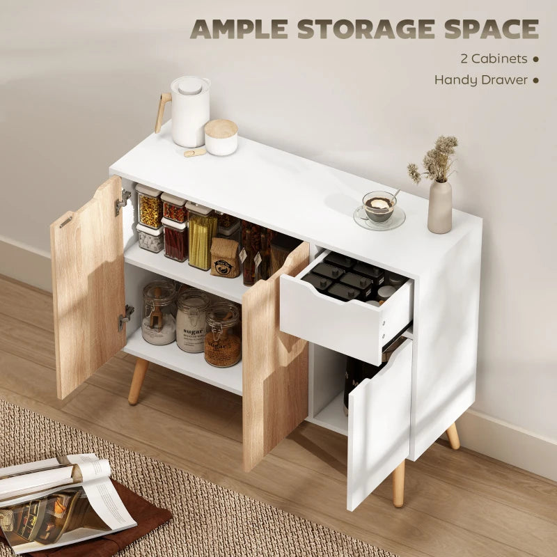 Natural Sideboard Floor Standing Storage Cabinet with Drawer - Stylish Organizer for Bedroom, Living Room & Home Office