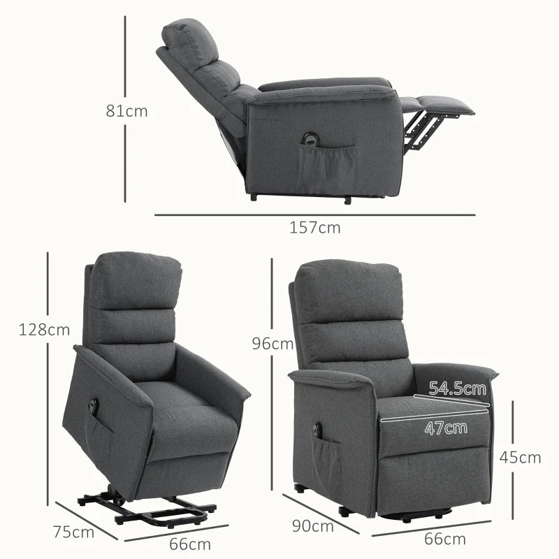 Electric Riser Recliner Armchair with Footrest in Dark Grey for Ultimate Comfort and Support