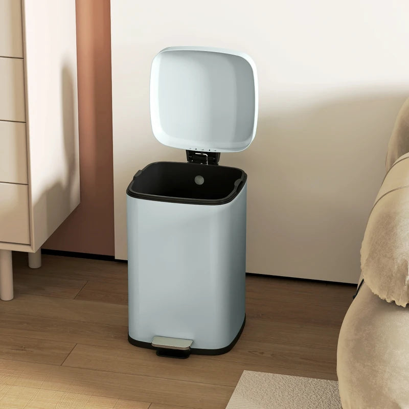 20L Modern Boxy Metal Kitchen Bin - Stylish Light Green Trash Can for Home Organization & Waste Management