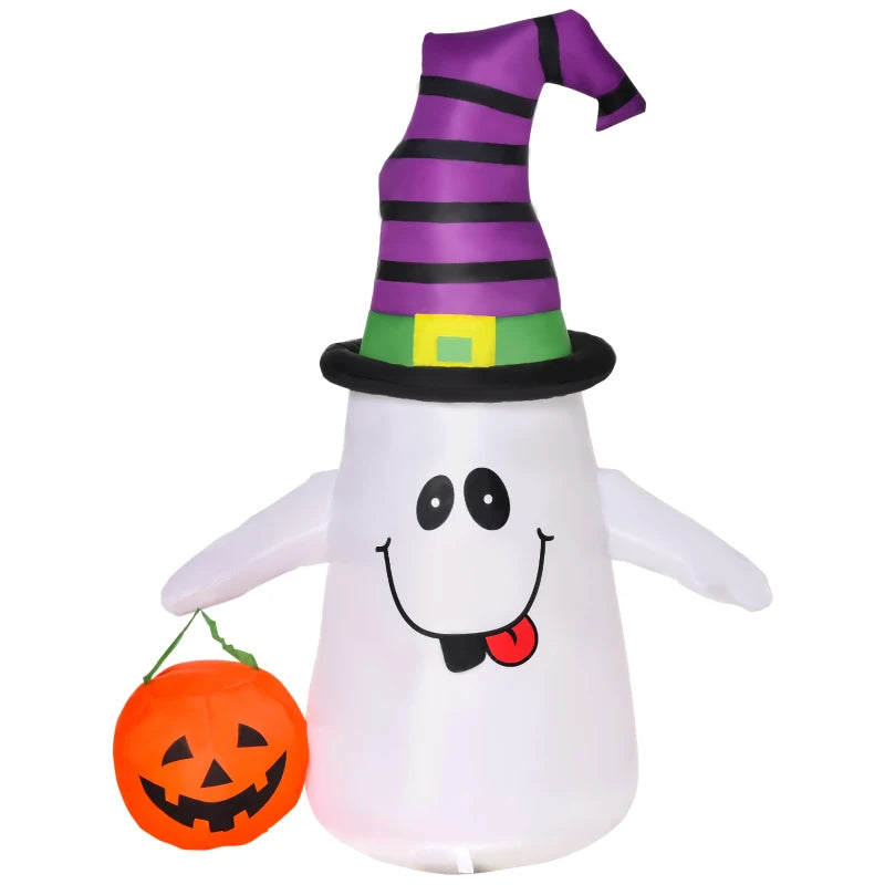 1.2m Witch Ghost Halloween Inflatable Decoration with LED Lights - Weather-Resistant Pumpkin Lantern for Indoor & Outdoor Fun