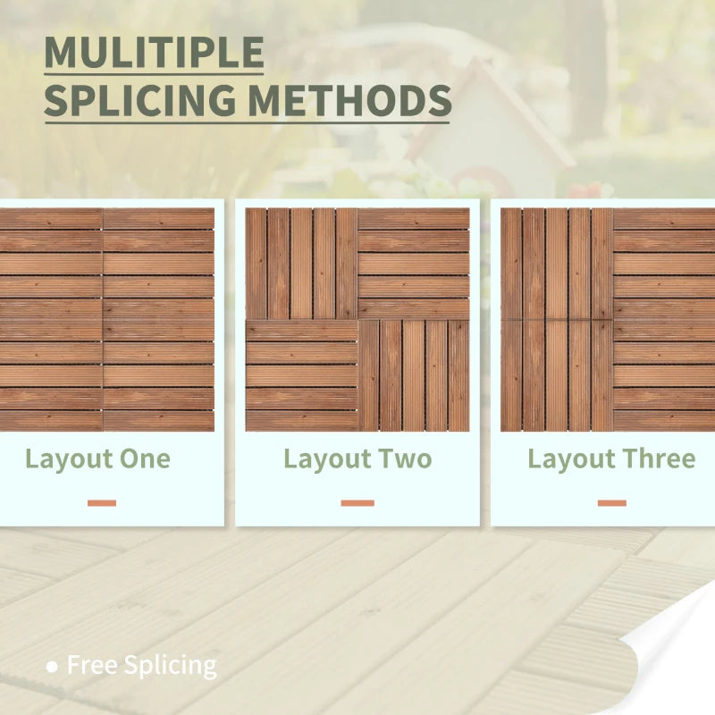 Brown Wooden Interlocking Decking Tiles (27 Tiles)