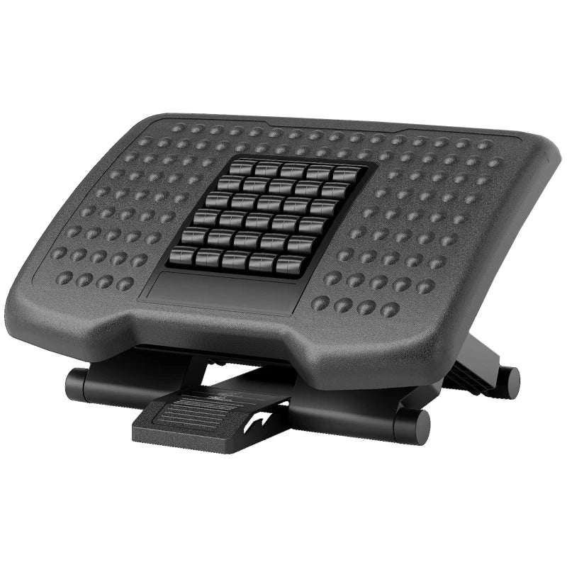 Three-Level Adjustable Multi-Angle Footrest Massager - Ergonomic Black Design for Ultimate Comfort and Relaxation