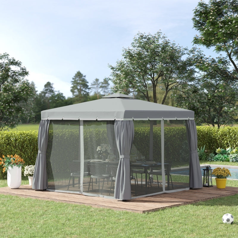 3m x 3m Grey Gazebo With Aluminium Frame