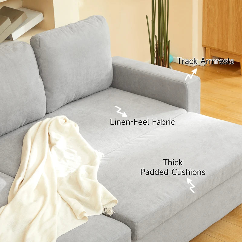 Light Grey L-Shaped Sofa Bed with Storage Solution for Small Spaces