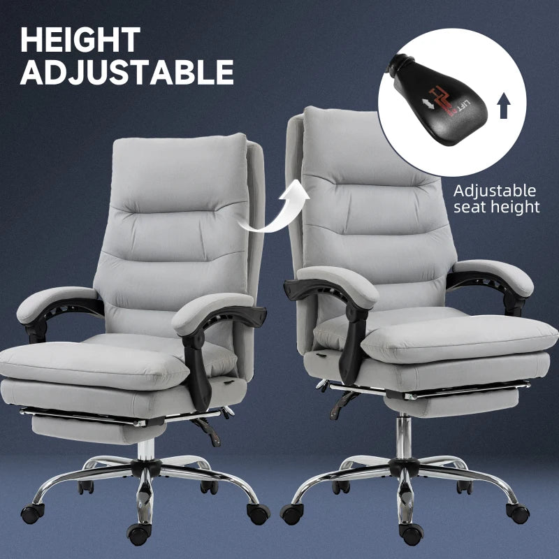 Vinsetto Ergonomic Office Chair with Footrest, 6-Point Massage & Heating, Double Padding, 135° Recline, Grey Microfibre