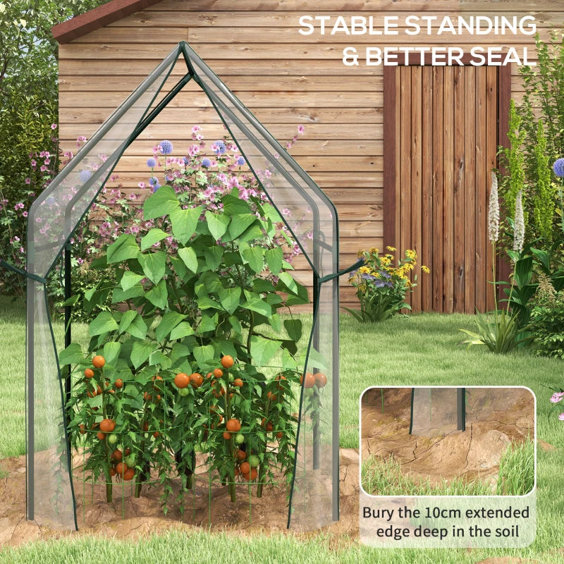 Clear Portable Mini Greenhouse with 2 Zipped Doors, 90x90x145cm