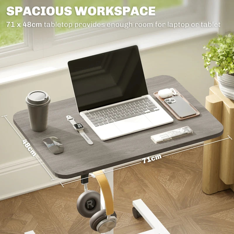 Adjustable Sit-To-Stand Desk 75-115cm - Manual Height Control, Modern White/Grey Finish for Home Office Ergonomics