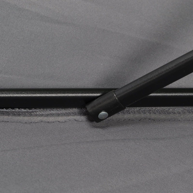 2m Dark Grey Garden Parasol Umbrella with 6 Sturdy Ribs