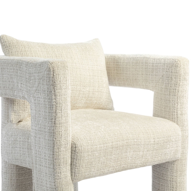 Set of 2 Modern Accent Chairs with Hollow Armrests, Cushions and Pillows for Stylish Living Room, Beige