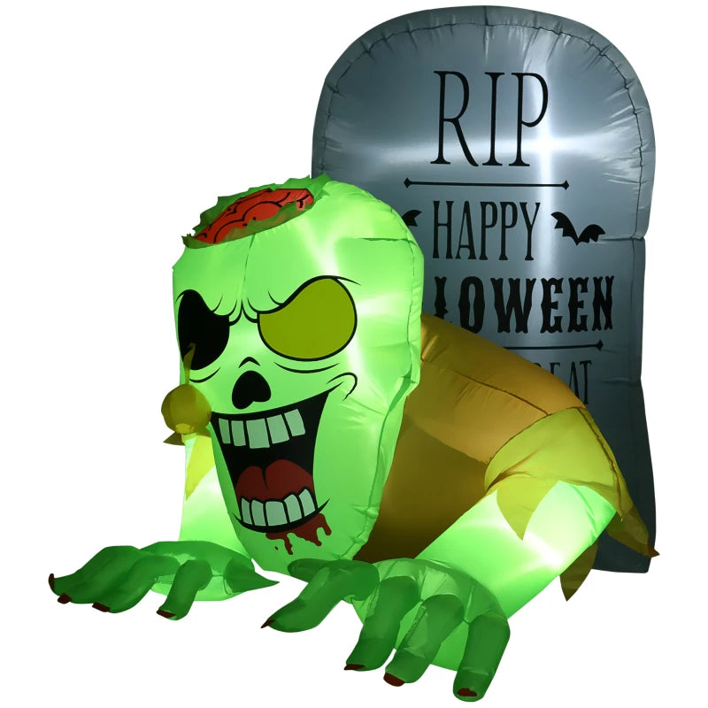 5FT Halloween Inflatables Ghost & Tombstone - LED Lighted Outdoor Decorations for Garden, Lawn & Party