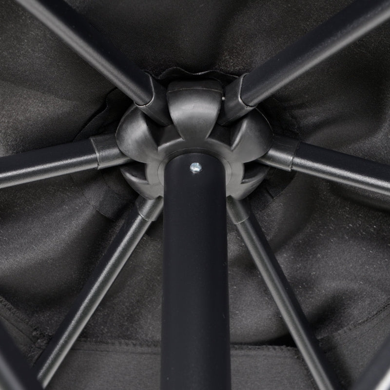 Black 2m Outdoor Garden Parasol Umbrella with 6 Sturdy Ribs