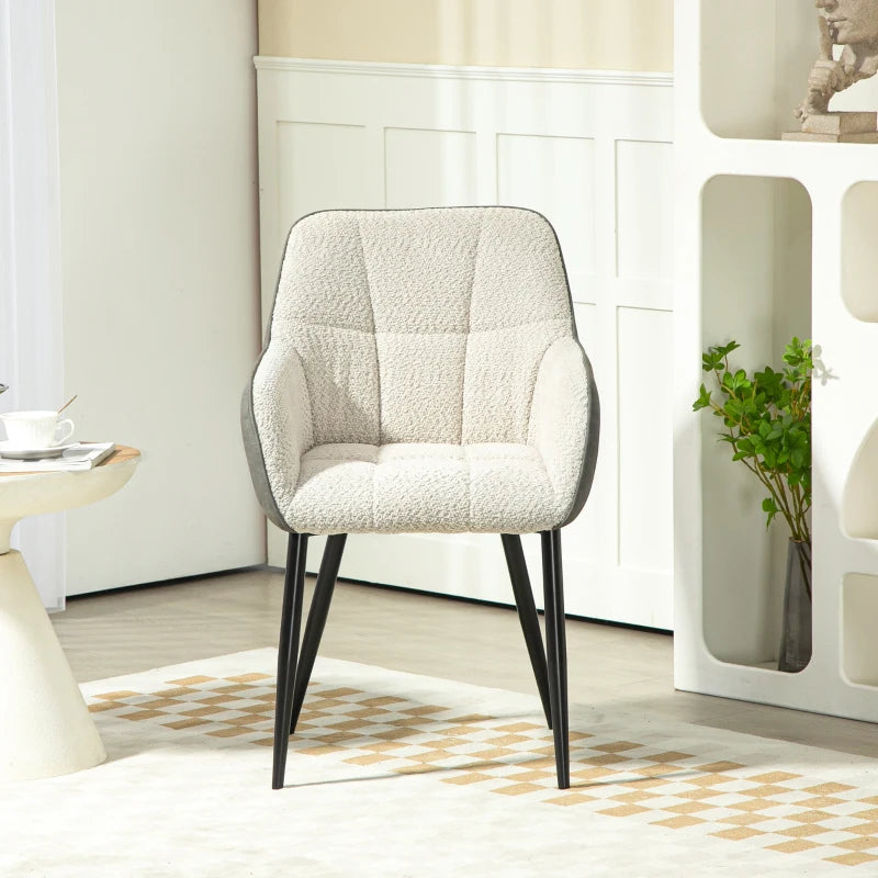 Upholstered Accent Chair with Foot Pads, Chenille Fabric Front and PU Back, Ideal for Living Room or Bedroom, Cream White