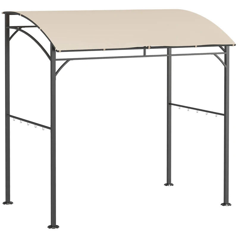 Beige BBQ Grill Gazebo Tent with Metal Frame and Curved Canopy