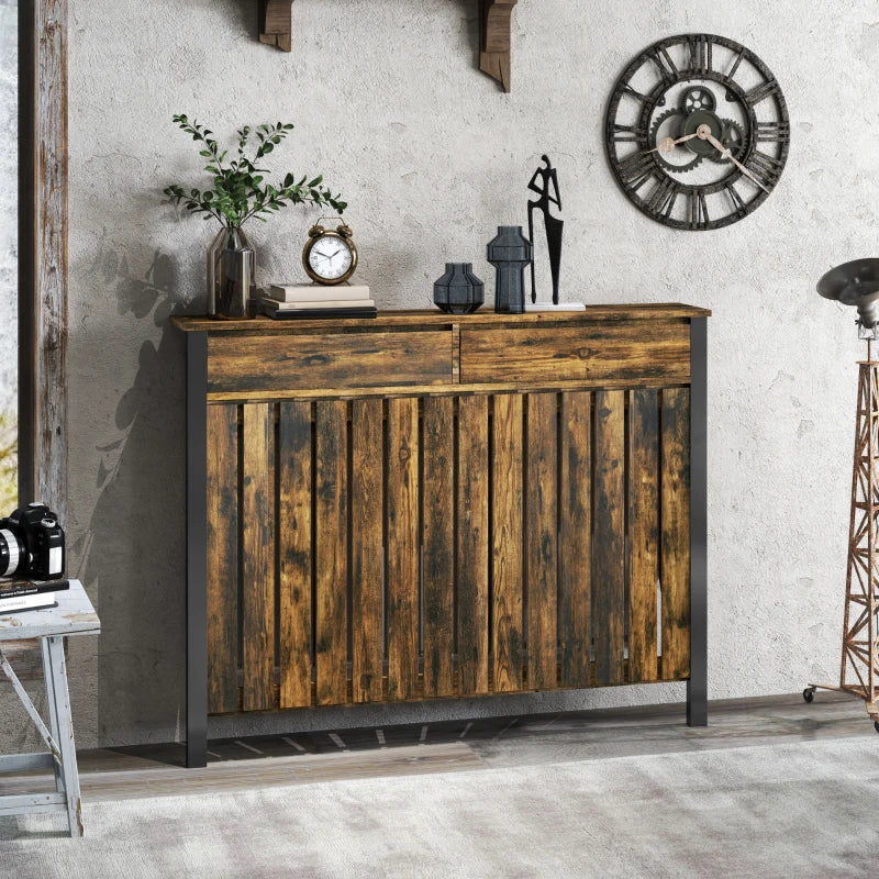 Rustic Style 93 x 119cm Radiator Cover in Brown and Black Finish