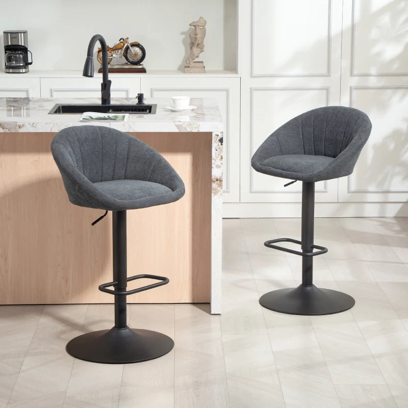 Set of 2 Dark Grey Relaxed Tub Bar Stools - Modern Design for Kitchen & Home Bar Seating