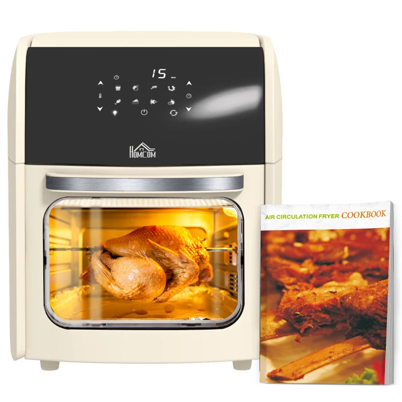 Digital Air Fryer Oven 12L - 8 Preset Modes, 1800W Rapid Air Circulation, Memory Function, Cream Color