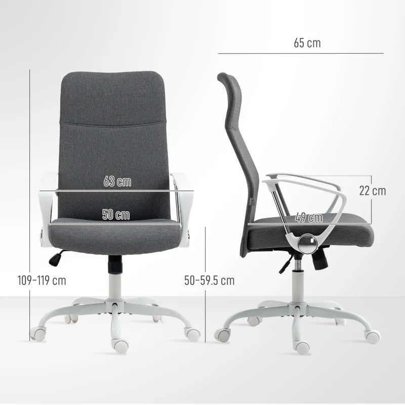 Ergonomic Fabric High Back Office Chair in Grey - Stylish Comfort for Home & Office Use