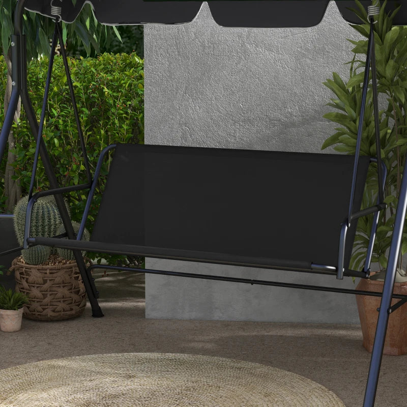 Black Garden Swing Seat Cover for 2-3 Seater Bench, 115x45x45cm
