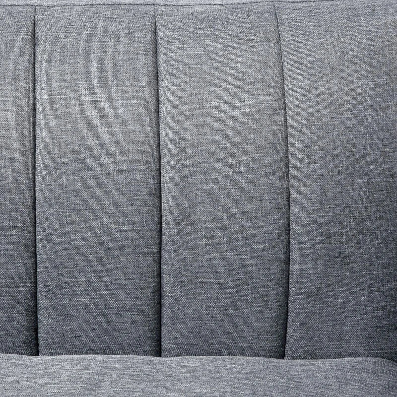 Convertible 3-Seater Sofa Bed in Grey Linen Fabric with Adjustable Split Backrest for Living Room or Bedroom