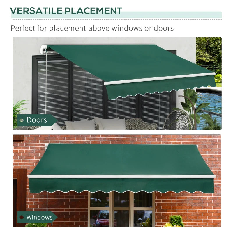 Green 3m x 2m Retractable Sun Shade - 295L x 200W cm