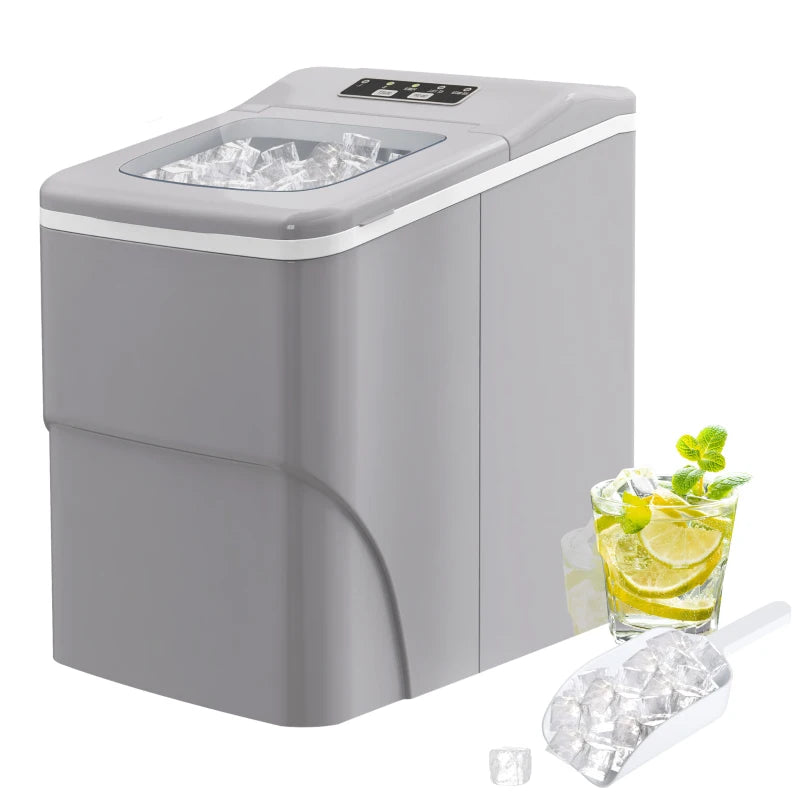 12kg Countertop Ice Cube Maker Machine with Scoop - Silver-Tone, Perfect for Home Bars and Parties