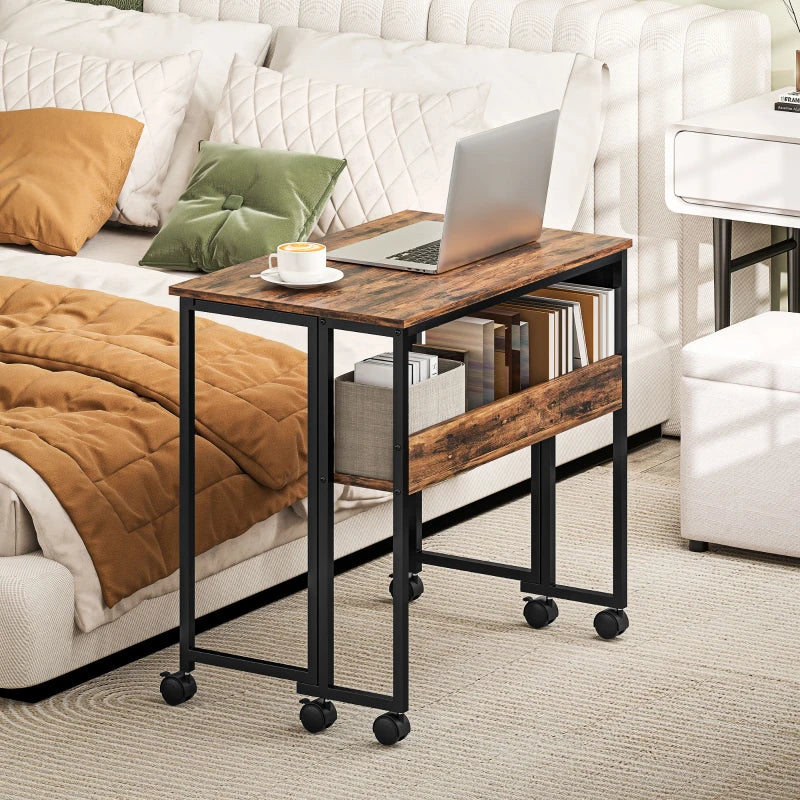 Rustic Brown 80 cm Drop Leaf Writing Desk - Space-Saving Work Table for Home Office, Modern Design, Versatile Use