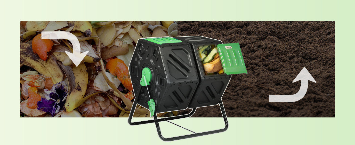 Black 130L Double Chamber Composter
