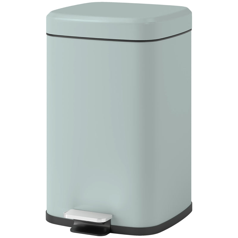 20L Modern Boxy Metal Kitchen Bin - Stylish Light Green Trash Can for Home Organization & Waste Management