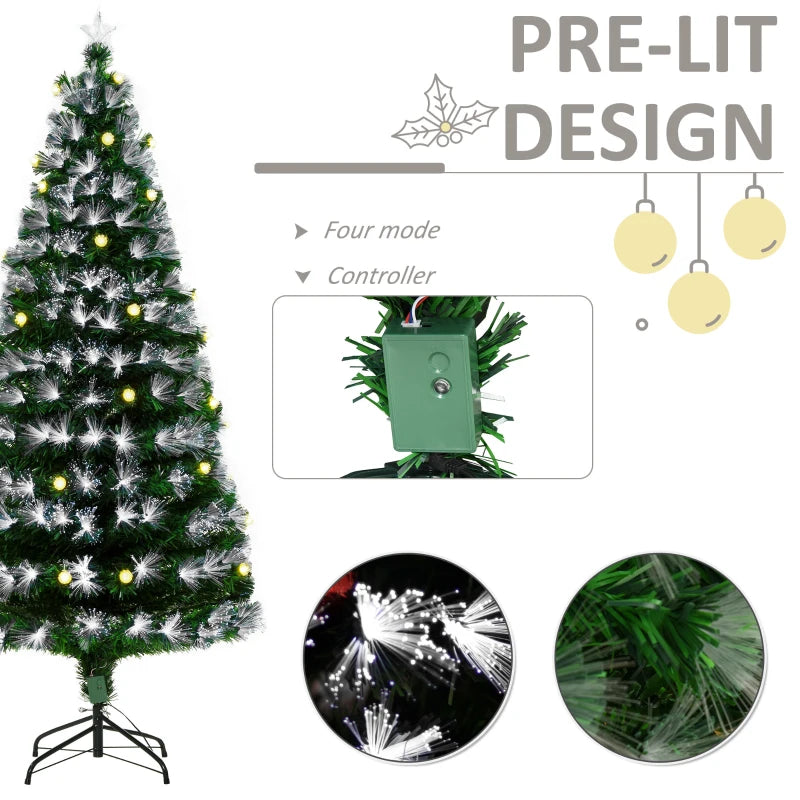 6ft Pre-Lit White Artificial Christmas Tree with 230 LEDs & Star Topper - Full Bodied Seasonal Decoration for Home