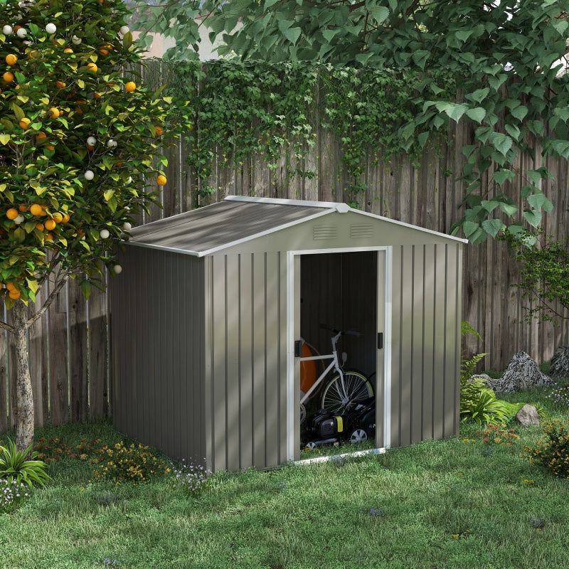 Light Grey 8ft x 6ft Metal Storage Shed