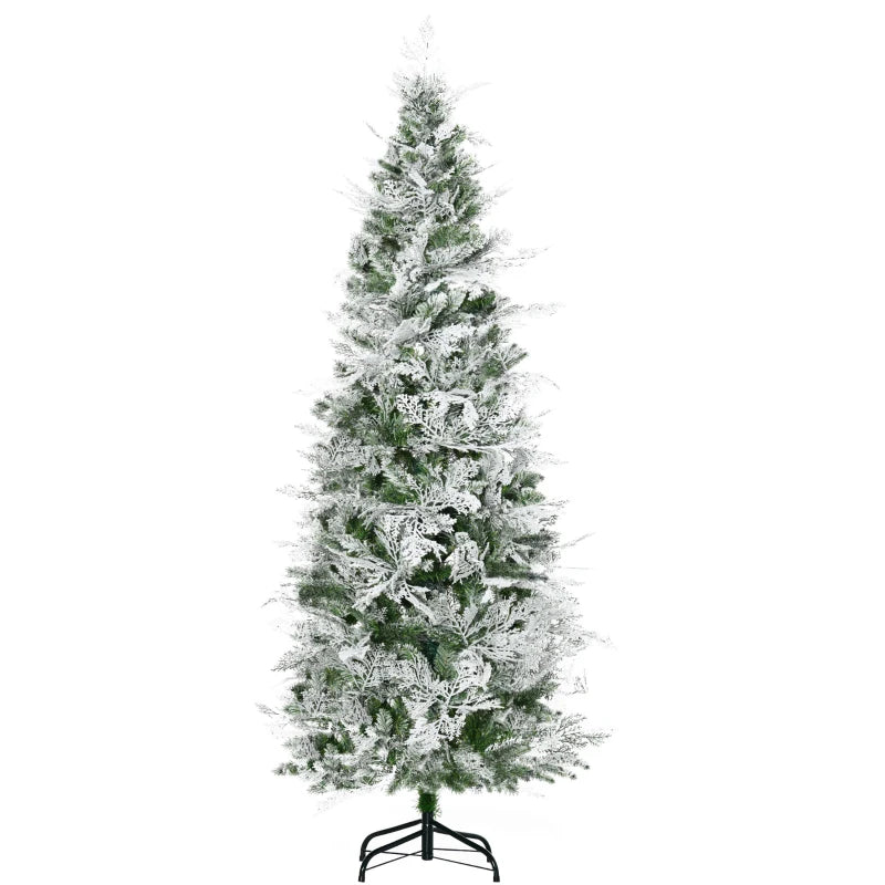 6 Ft Snow Flocked Artificial Christmas Tree - Realistic Cypress Branches, Auto Open, Lush Green Holiday Decor