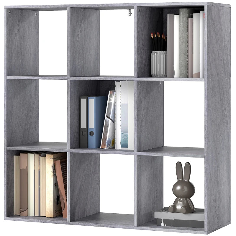 Stylish Nine-Cube Storage Shelf in Marble Grey - Versatile Organizer for Home, Office, and Kids' Rooms