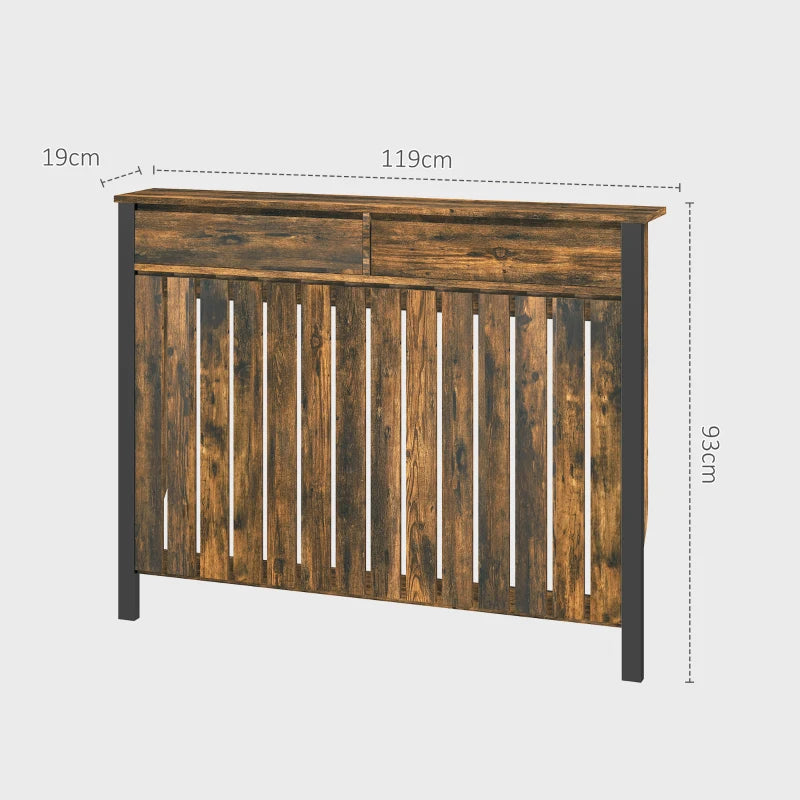 Rustic Style 93 x 119cm Radiator Cover in Brown and Black Finish
