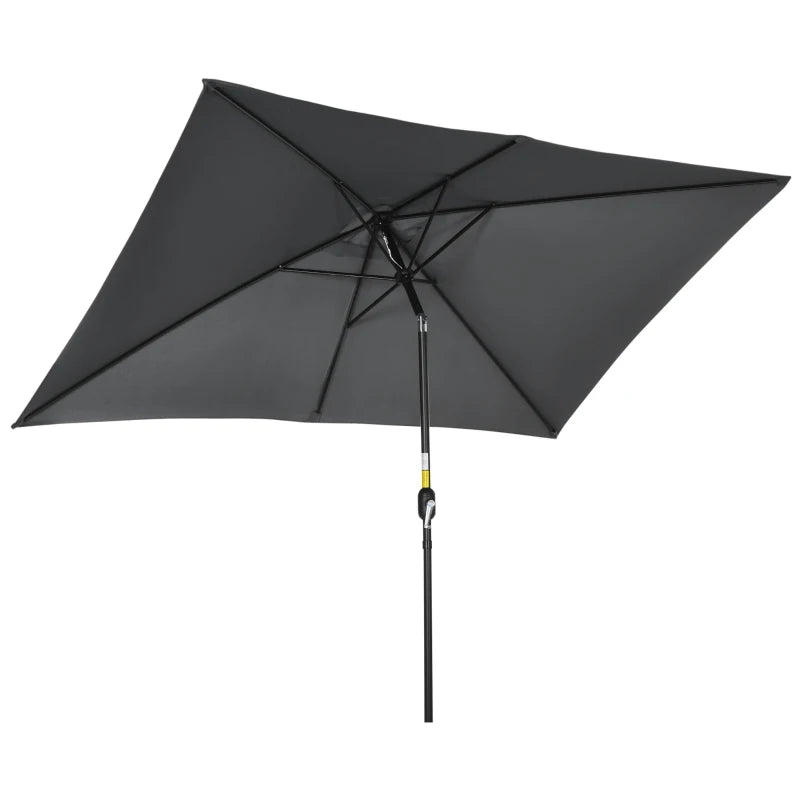 Black Rectangular Garden Parasol Umbrella with Tilt and Crank