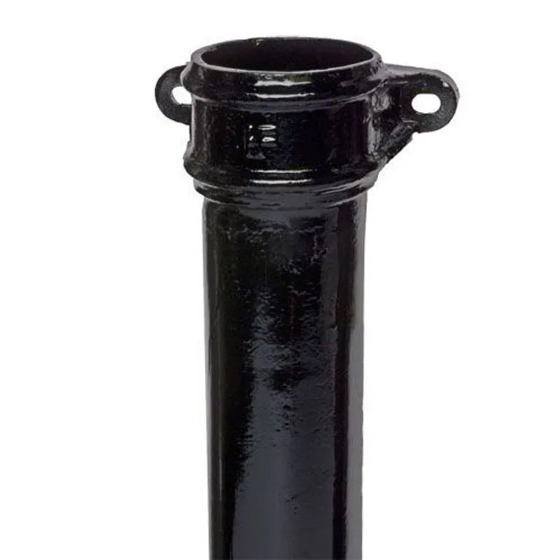 Hargreaves Cast Iron 100mm Eared Rainwater Pipe 1829mm - Painted Black