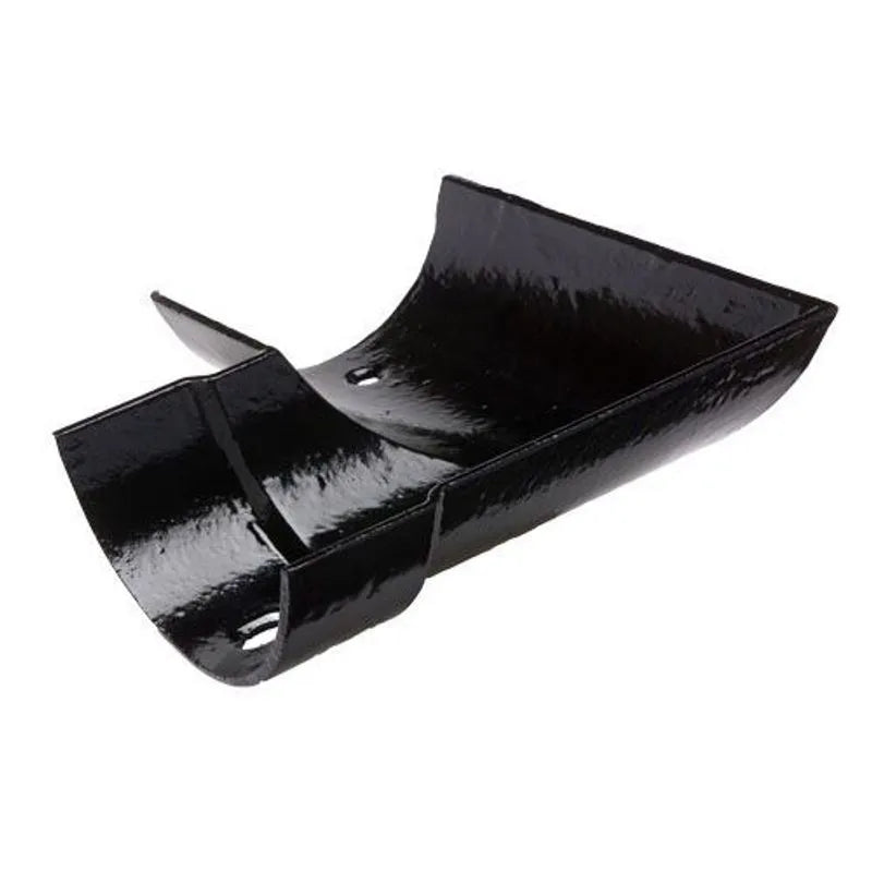 Hargreaves Cast Iron 150mm Left Hand Plain Half Round Square Angle - Painted Black