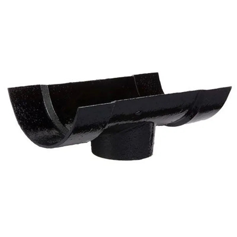 Hargreaves Cast Iron 150mm Plain Half Round 100mm Nozzle - Painted Black