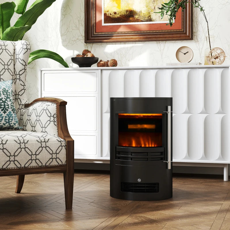 Freestanding Electric Fireplace Heater with Log Burner Effect and Thermostat Control 1000W 2000W