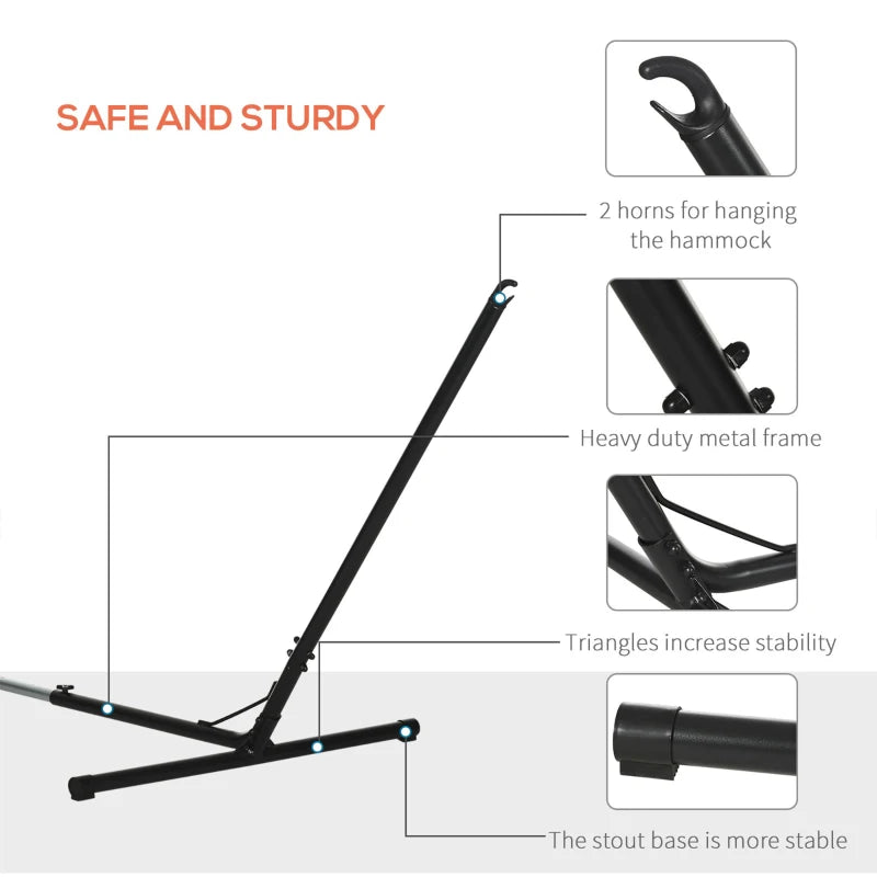 Red Striped Double Cotton Hammock with Adjustable Steel Frame