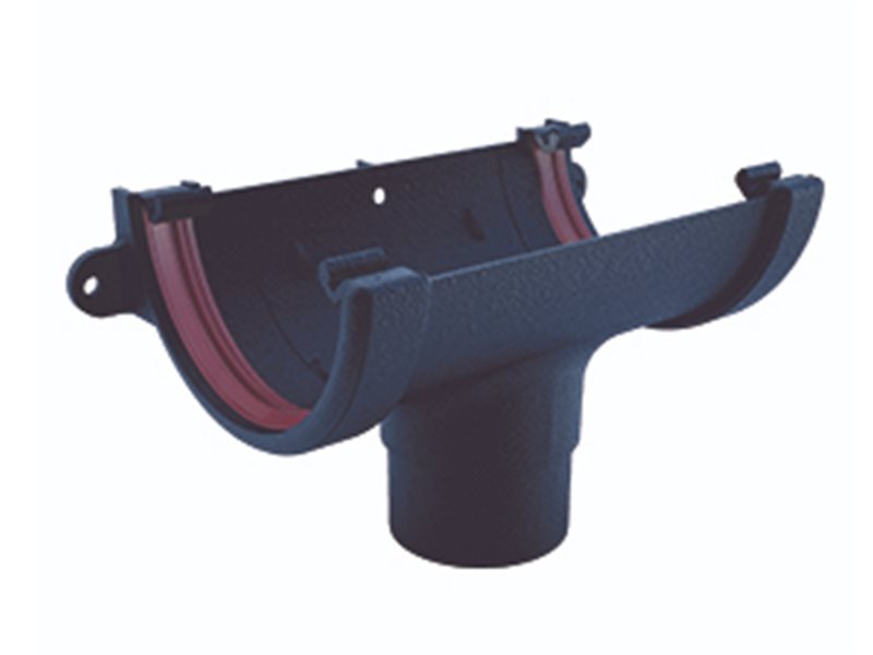 Freefoam Freeflow 112mm Half Round Gutter Running Outlet - Cast Iron Black