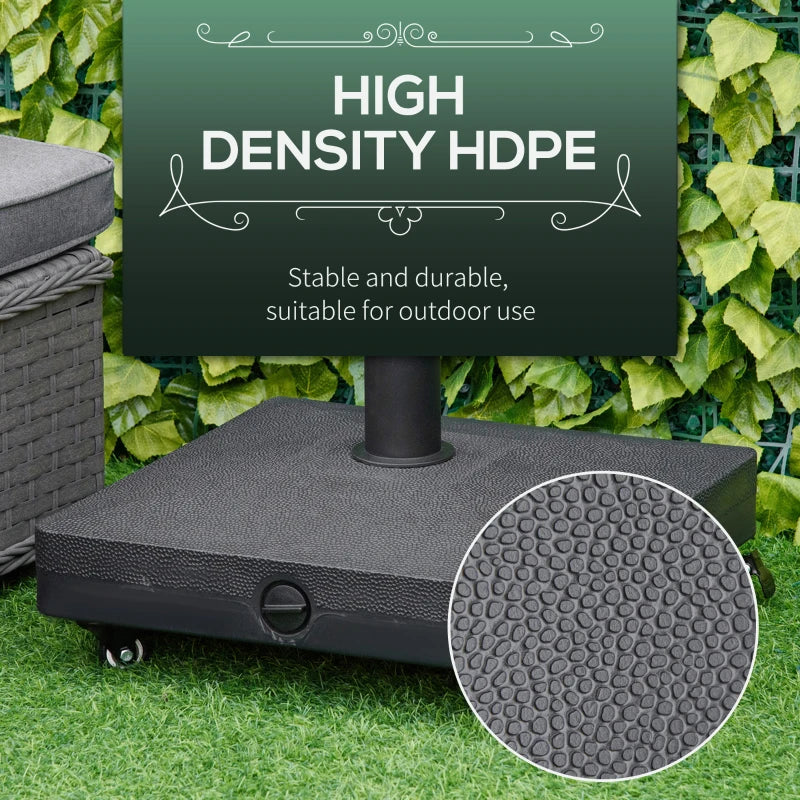 Black Heavy Duty 20kg Garden Parasol Base with Wheels for Outdoor Umbrella