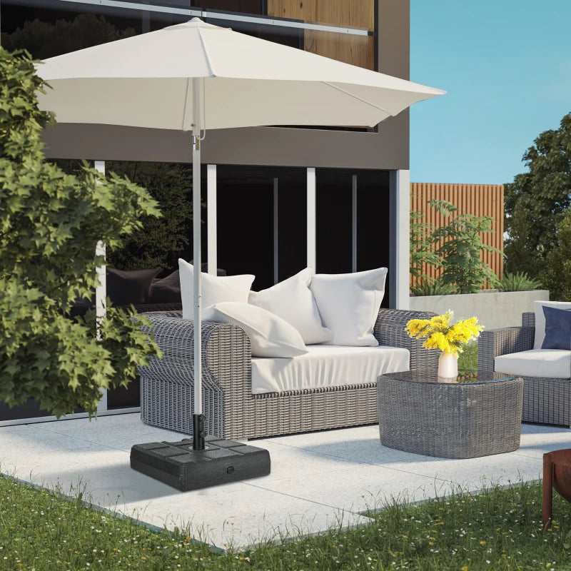 Black Square Umbrella Base with Wood Effect - 40kg Plastic Stand for Outdoor Patio Umbrella
