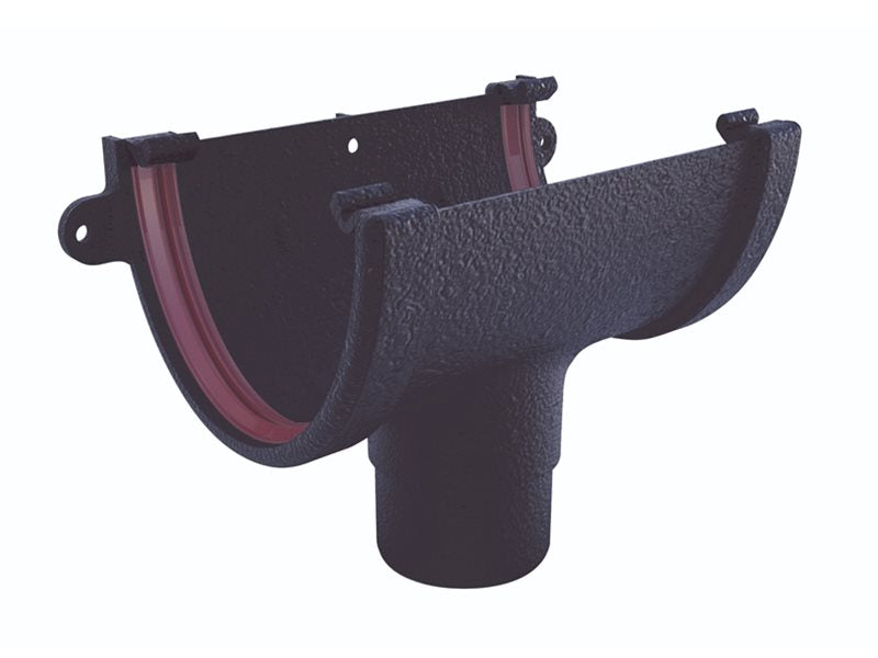 Freefoam Freeflow 116mm Deepflow Gutter Running Outlet - Cast Iron Black